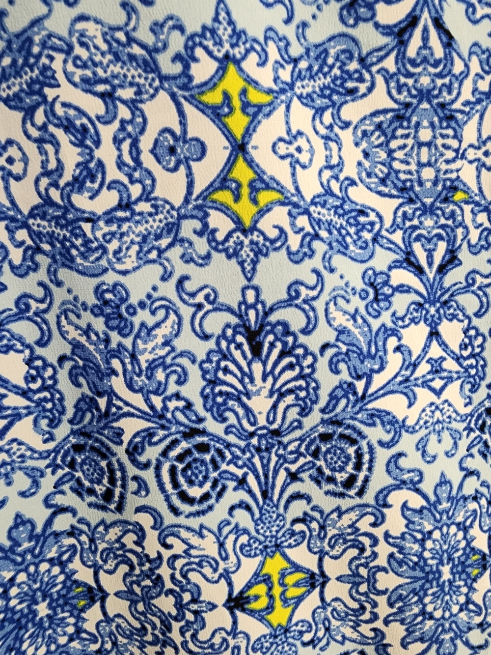 Oscar de la Renta Pink Label Blue Tile Print Caftan Lounge Dress Size Small - Picture 11 of 15